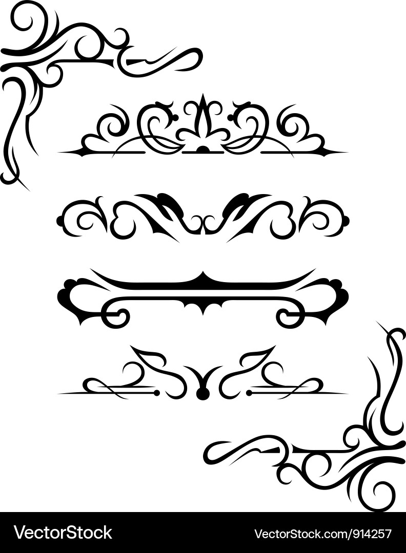 Set calligraphic design elements Vector Image