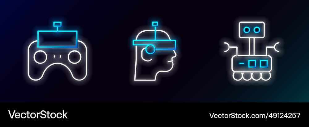 Set line robot remote control and smart glasses Vector Image
