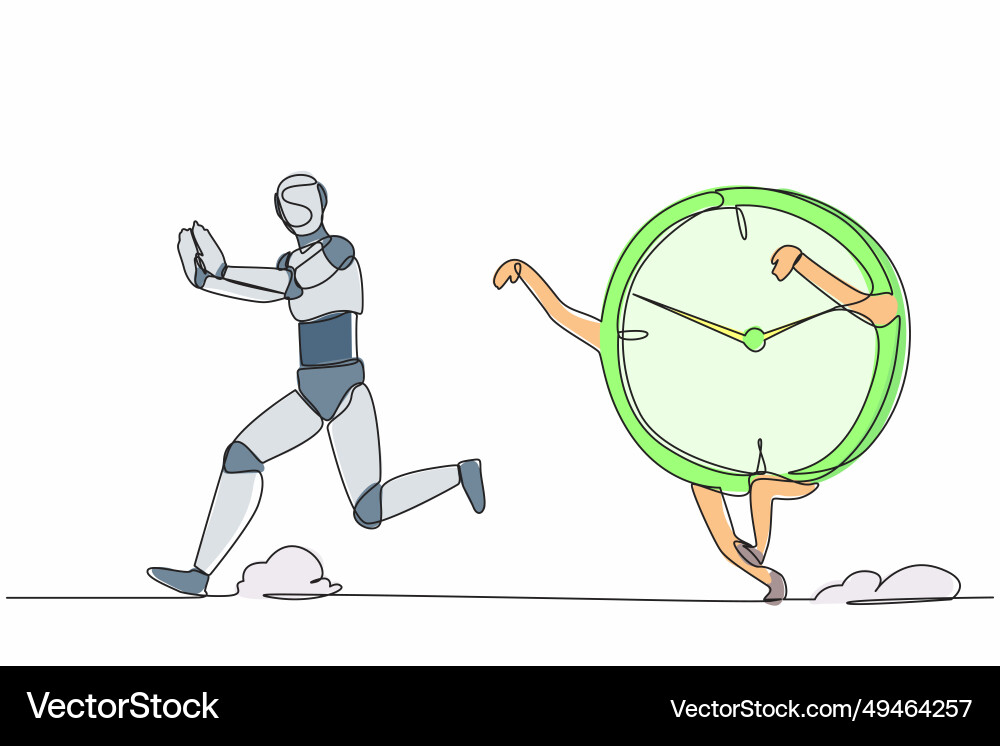 Single continuous line drawing stressed robot Single continuous line drawing stressed robot Vector Image