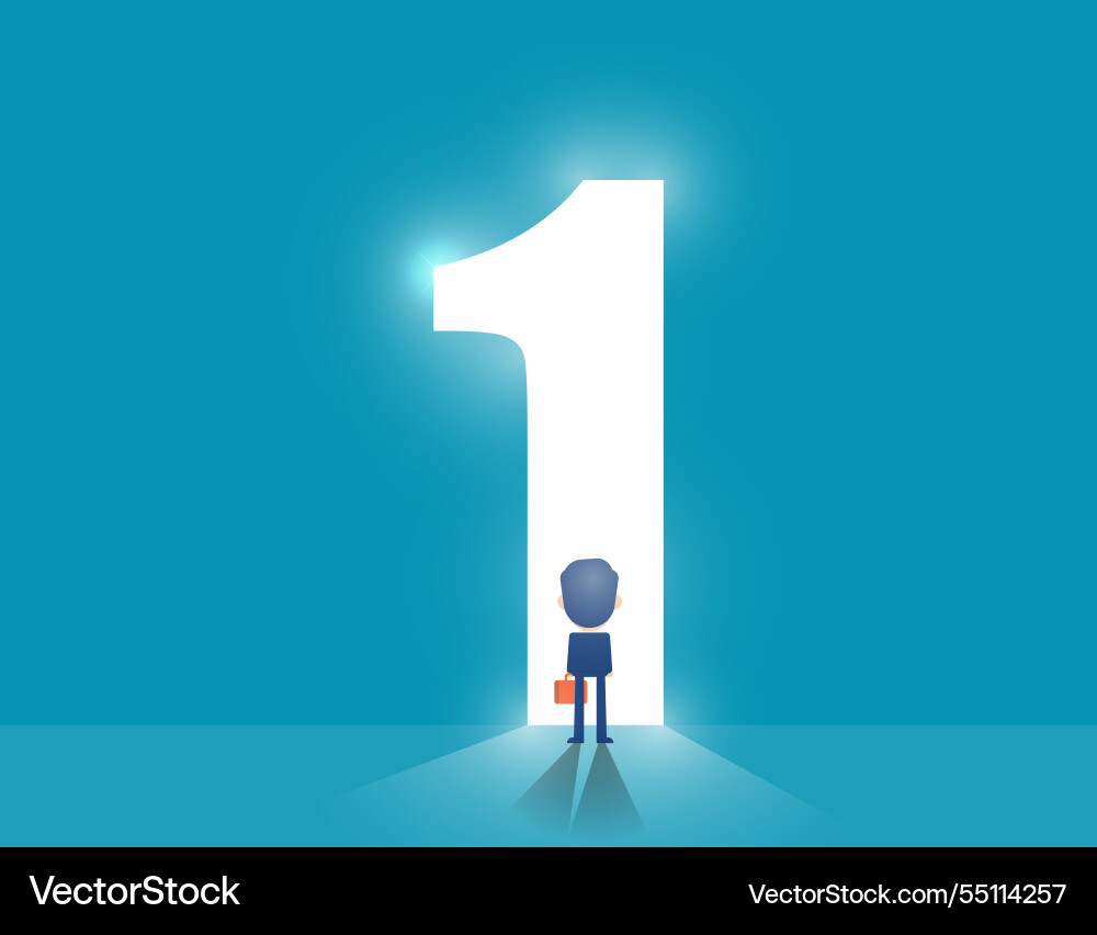 Standing in front of an open door shape Standing in front of an open door shape vector image