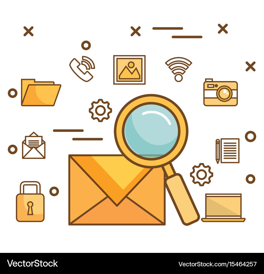 Technology and communication objects design vector image