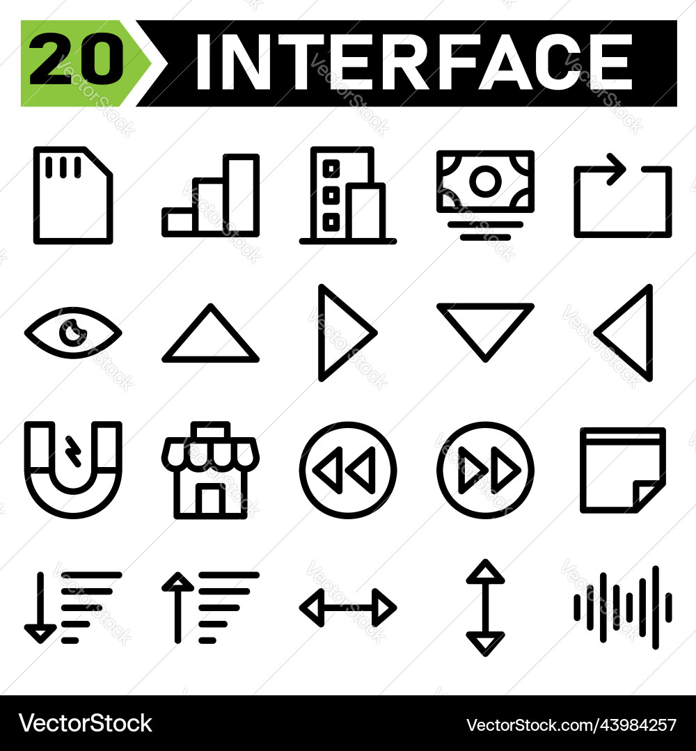 User interface icon set include memory card chip User interface icon set include memory card chip vector image