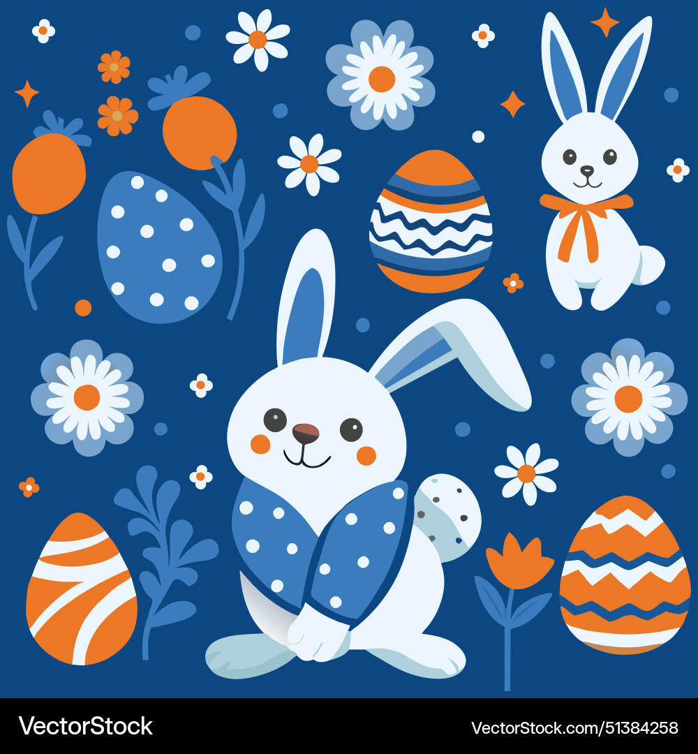 Blue easter bunny Royalty Free Vector Image - VectorStock
