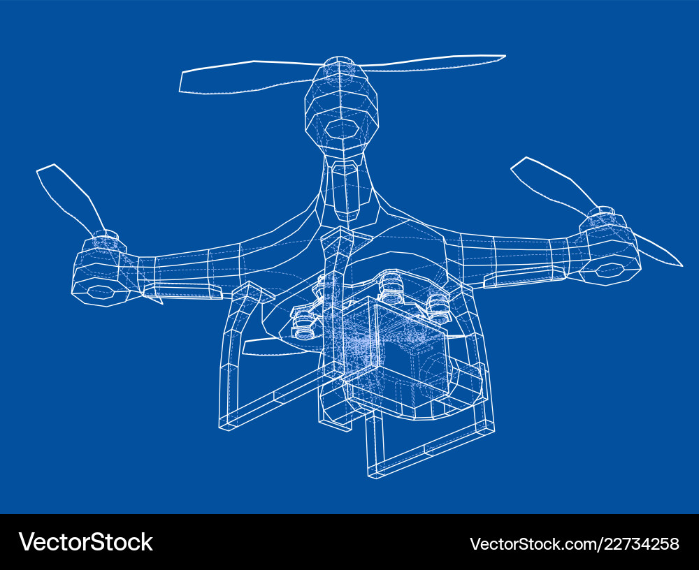 Drone concept rendering of 3d Drone concept rendering of 3d Vector Image