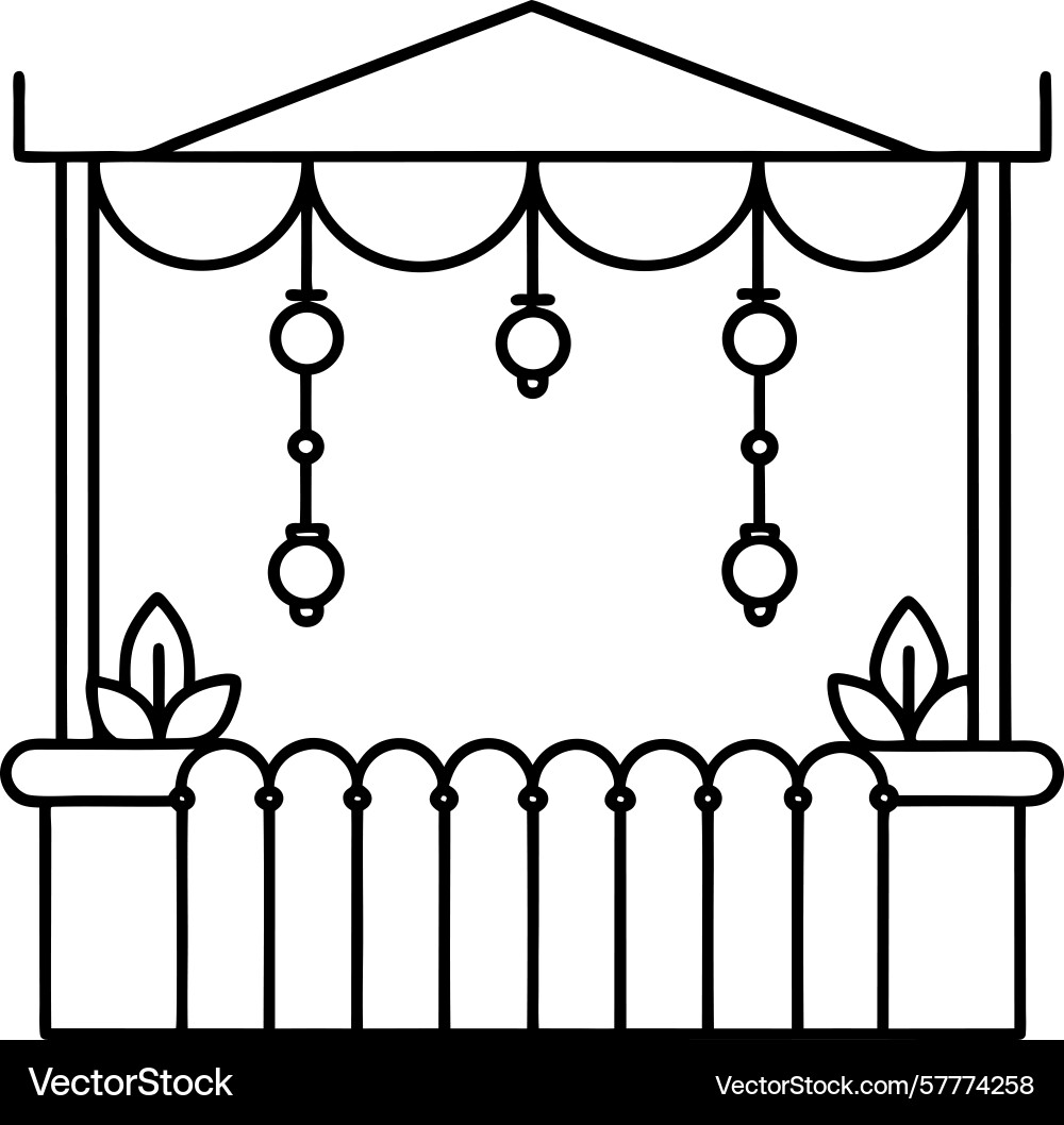 Elegant balcony decoration line art Vector Image
