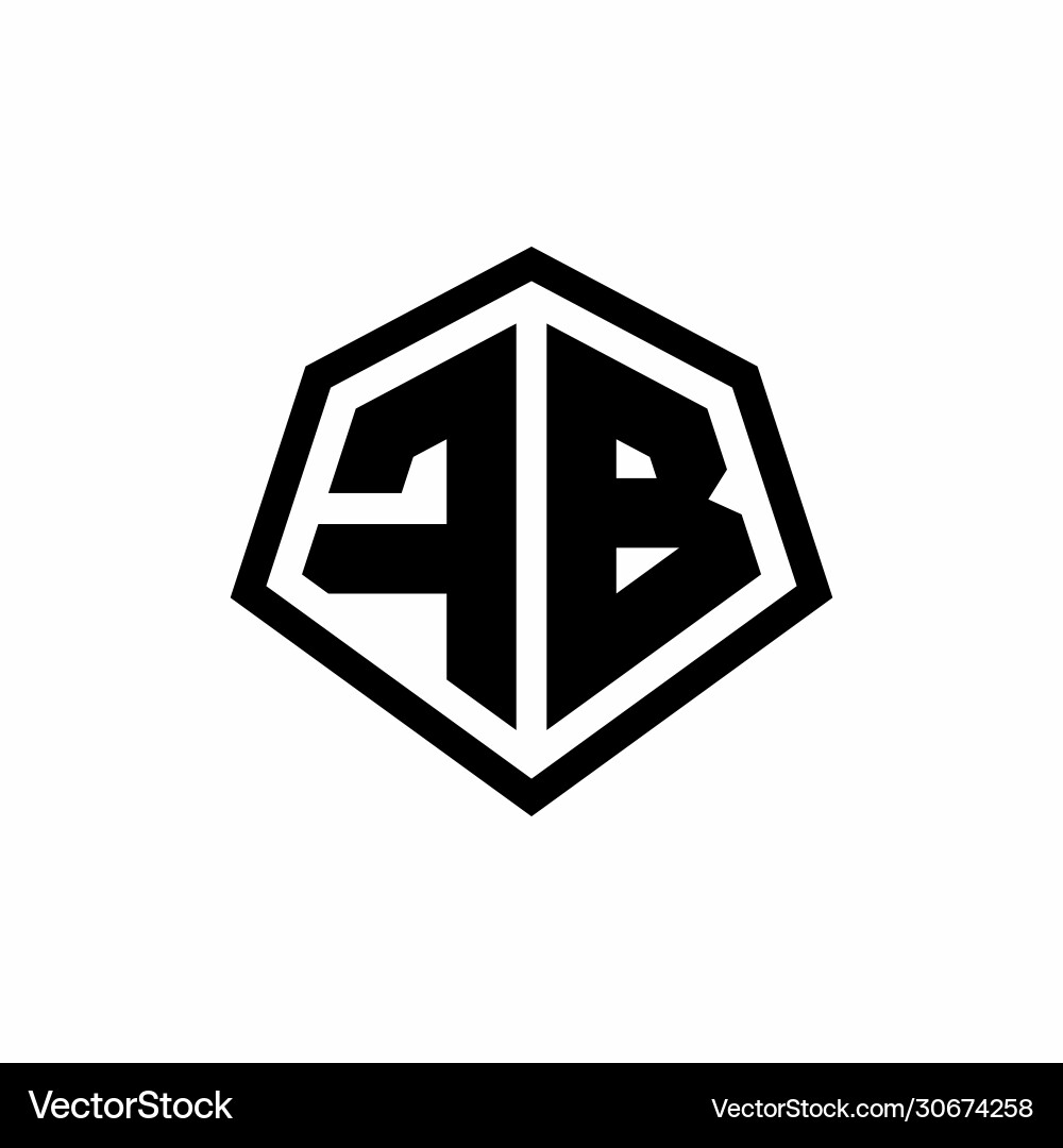 Fb monogram logo with hexagon shape and line vector image