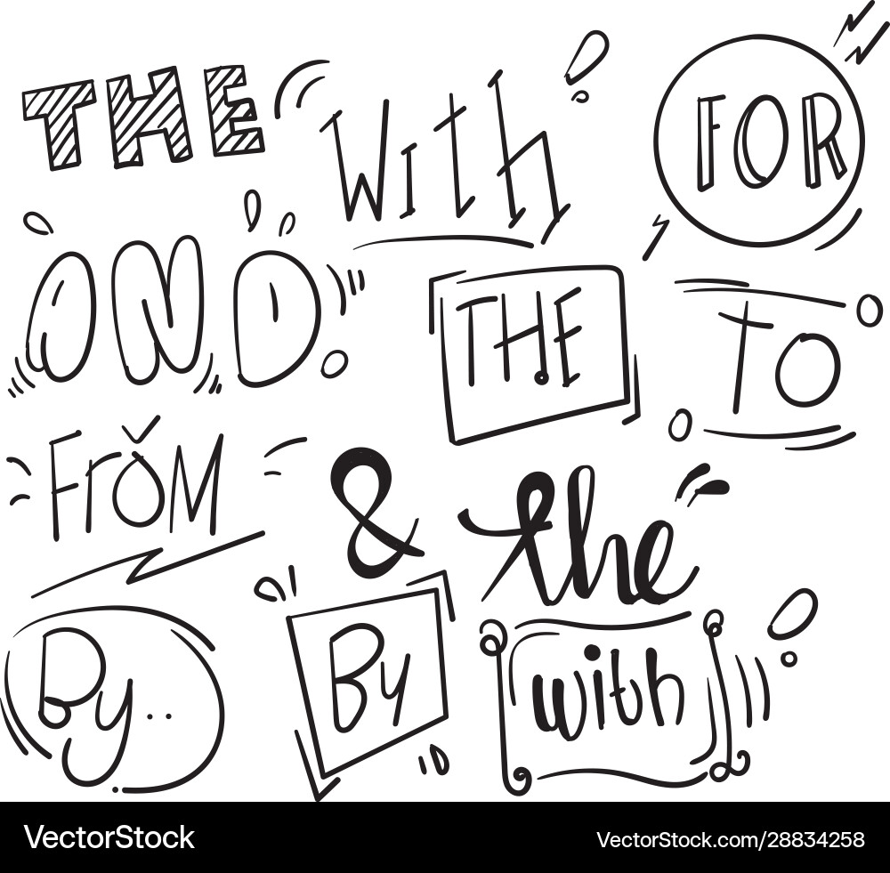 Hand drawn design elements set words withfrom Hand drawn design elements set words withfrom vector image