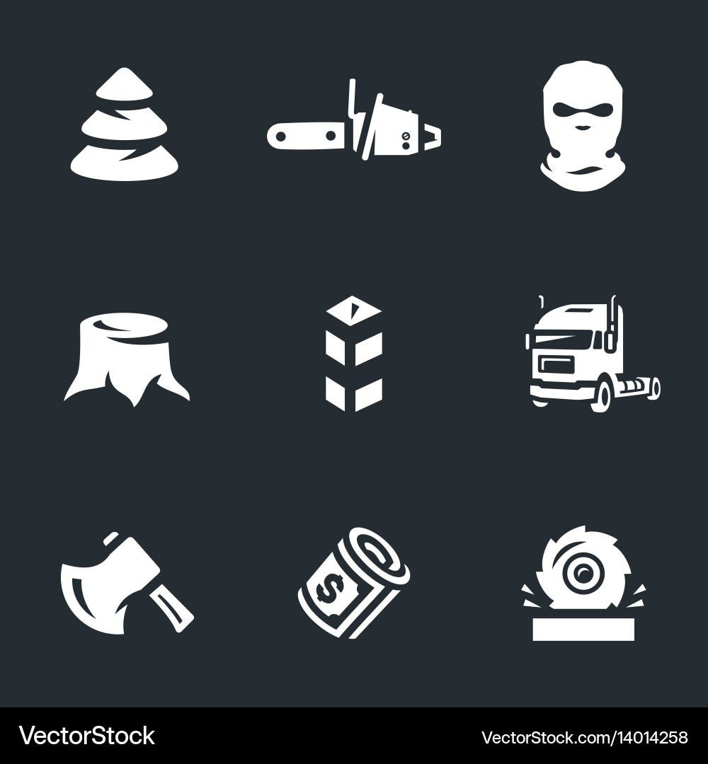 Illegal Logging Icons Set vector image
