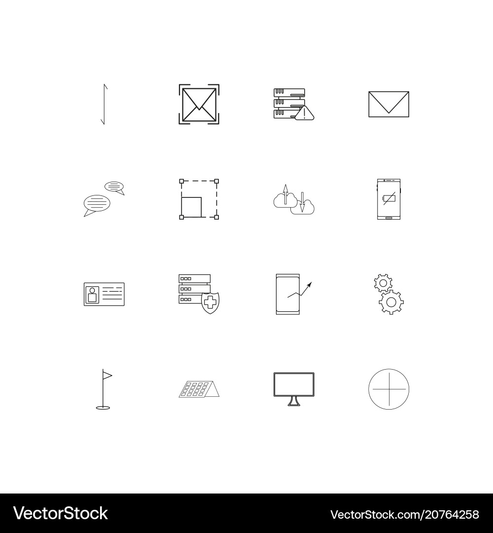 Internet technologies linear thin icons set vector image