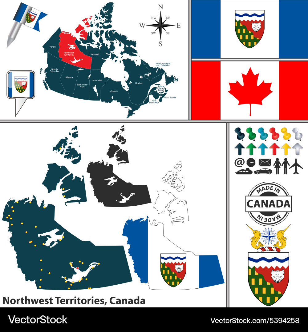 Landkarte von Northwest Territories Vektorbild