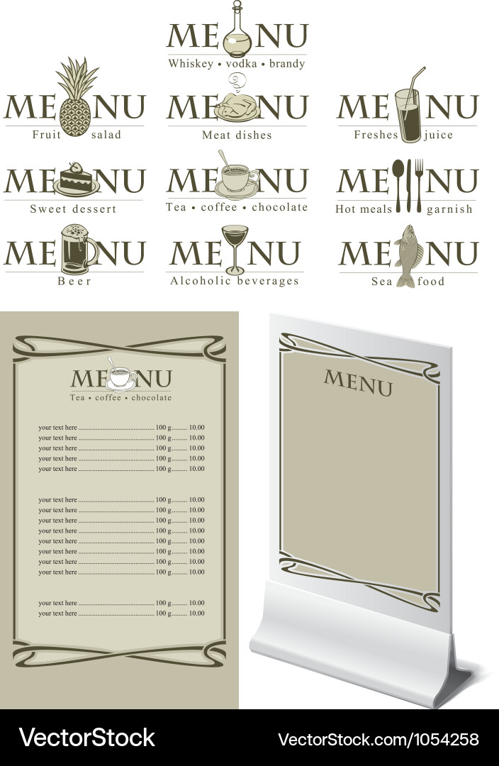Menu table vector image