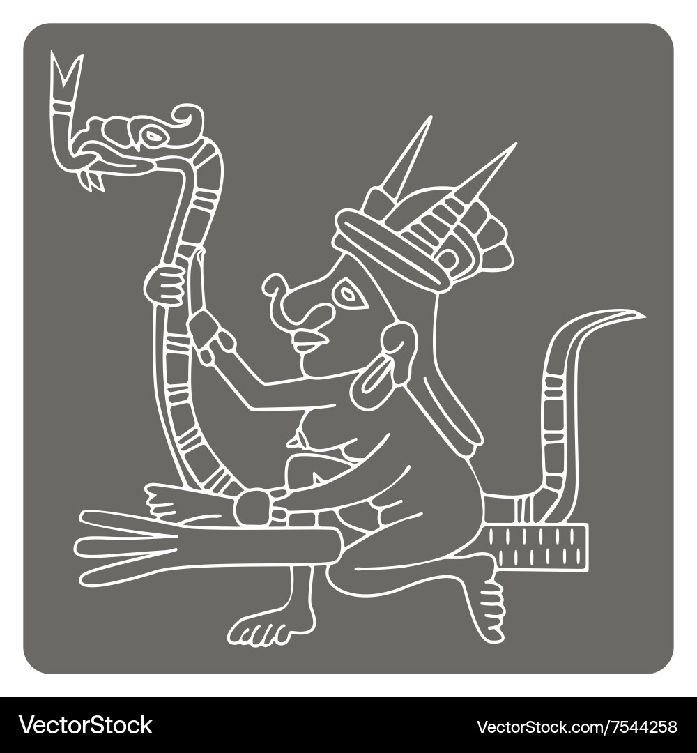 Monochrome icon with symbols from aztec codices Vector Image