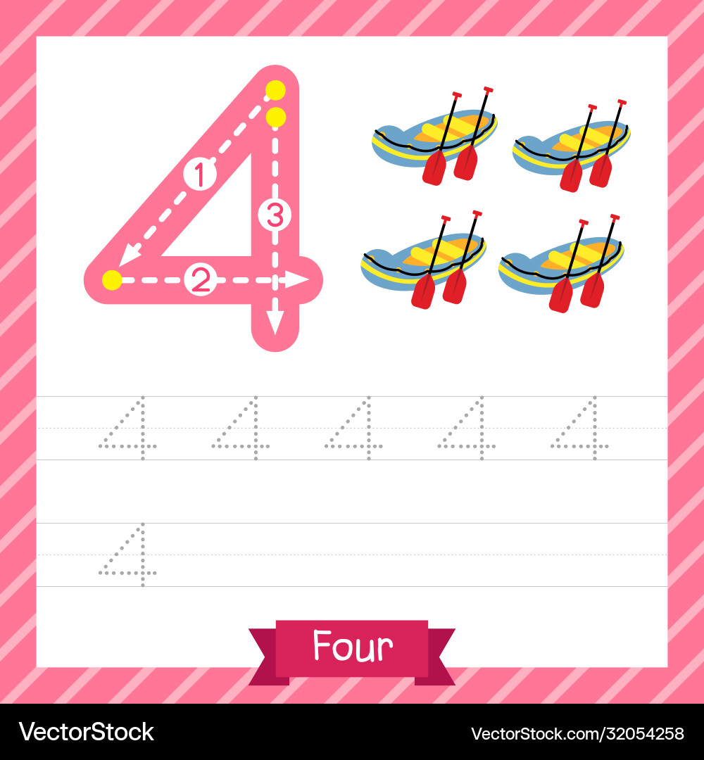 Number 4 transportation tracing worksheet Number 4 transportation tracing worksheet vector image