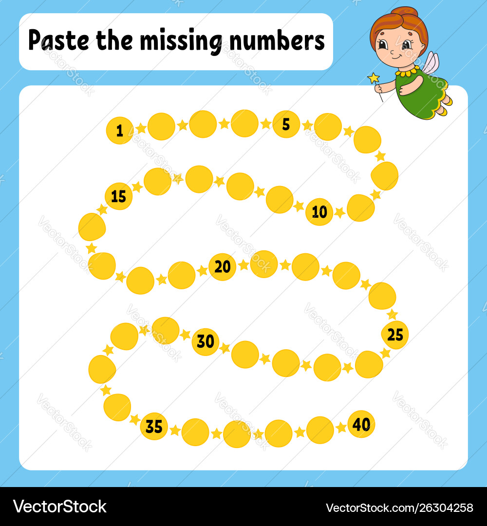 Paste missing numbers handwriting practice Paste missing numbers handwriting practice vector image
