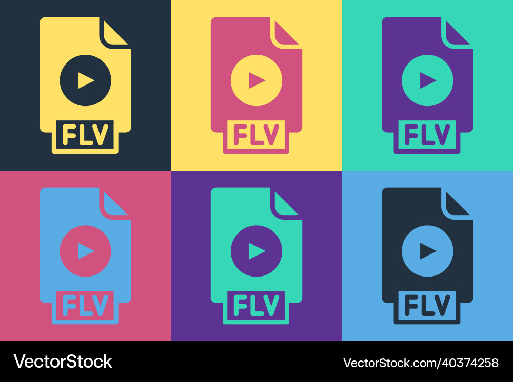 Pop art flv file document video format Pop art flv file document video format vector image