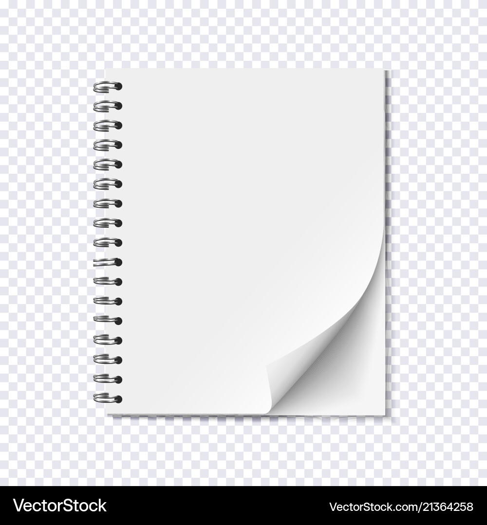 Realistic Spiral Notepad on Transparent Background vector image