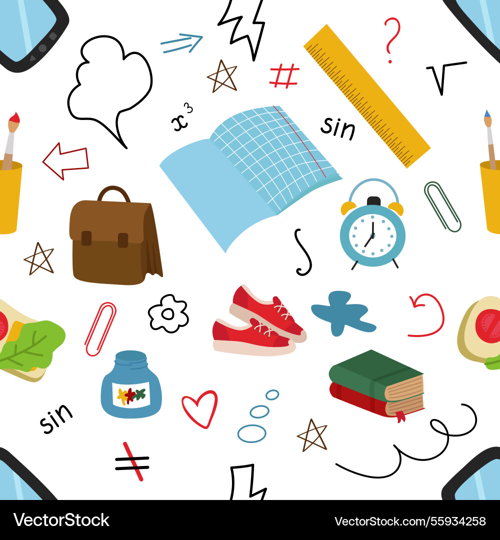 Seamless pattern with elements back to school Vector Image