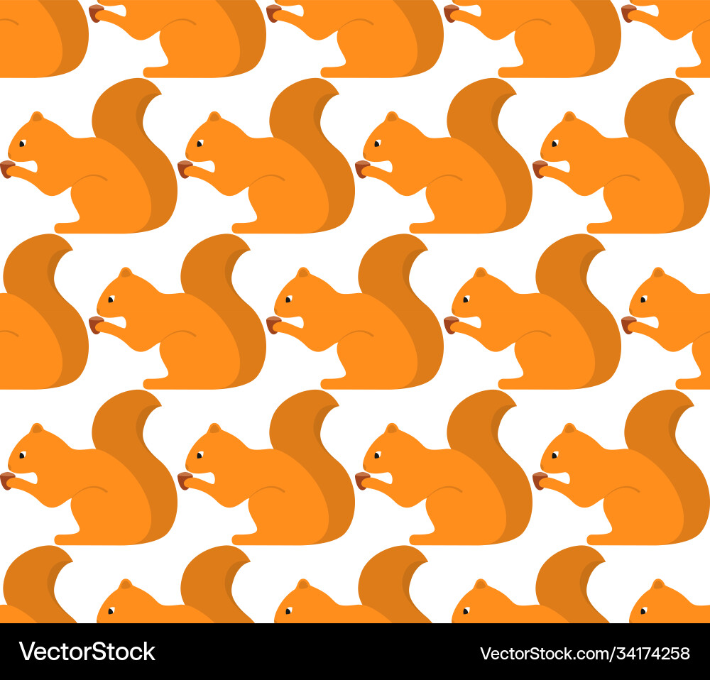 Seamless pattern with squirrel and nut fabric vector image