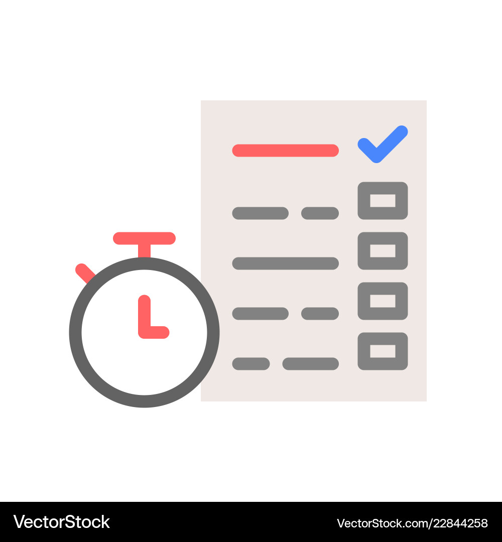 Stopwatch and document with checklist Vector Image