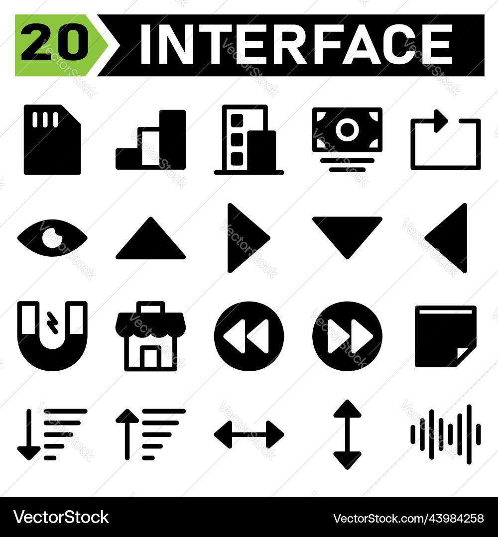 User interface icon set include memory card chip User interface icon set include memory card chip vector image