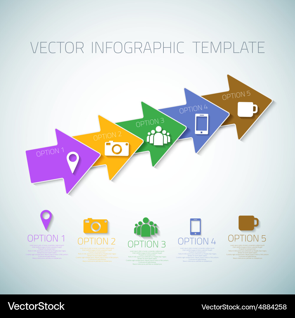 Web infographic arrows template layout with icons Web infographic arrows template layout with icons vector image