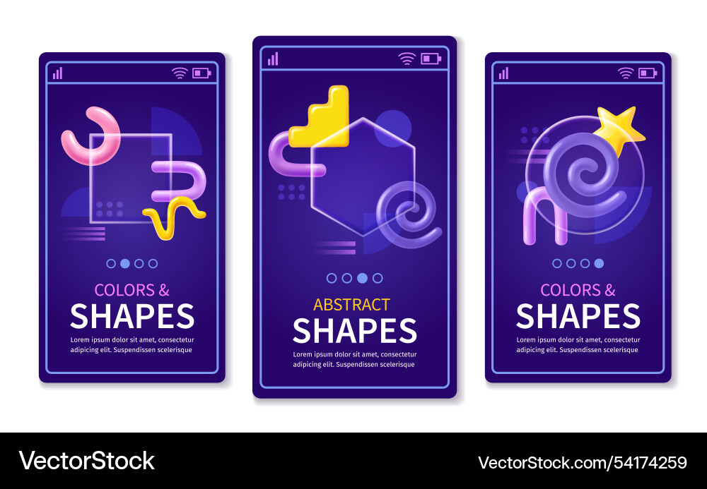 Abstract shapes realistic app interface template vector image