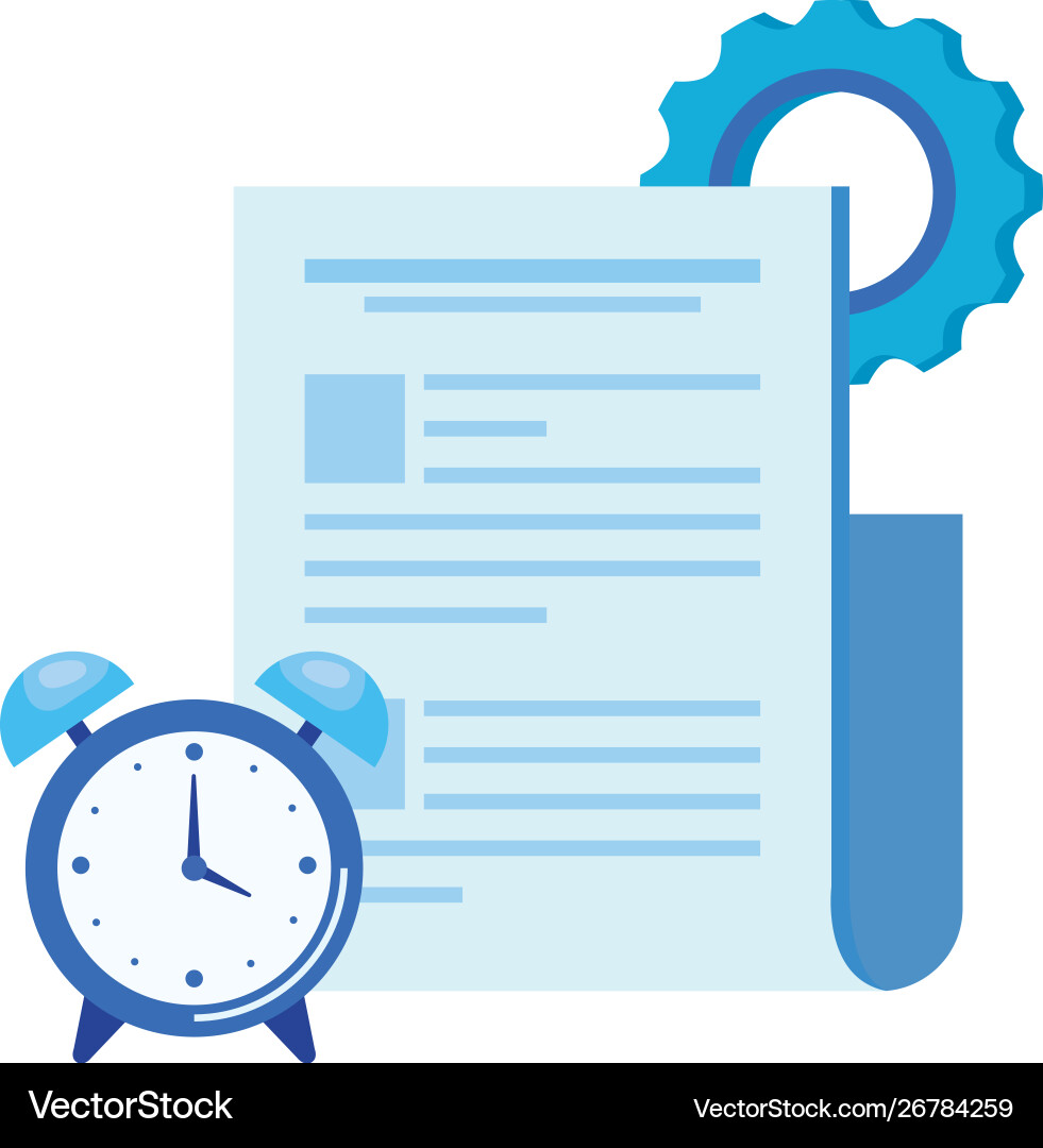 Alarm clock with document file Vector Image