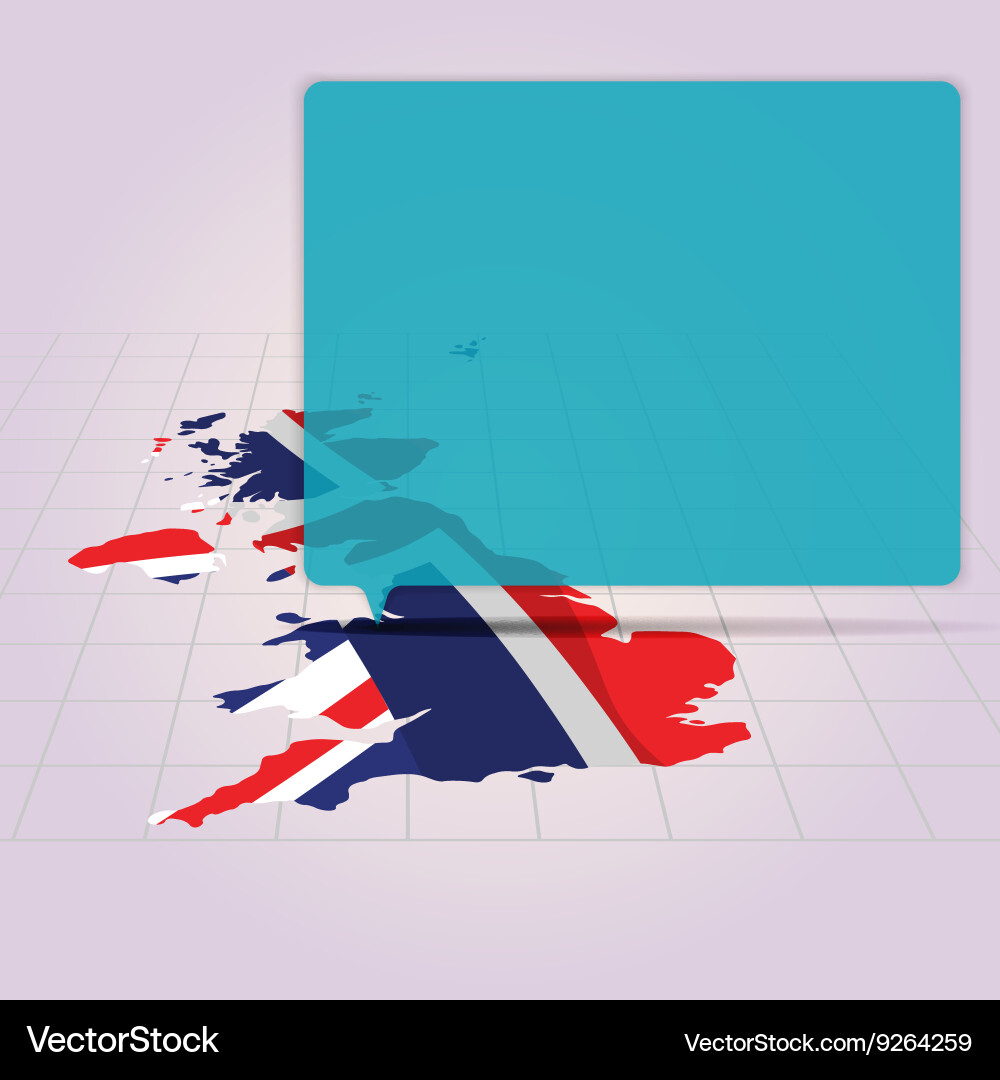 Britain map with flag inside in perspective view Vector Image