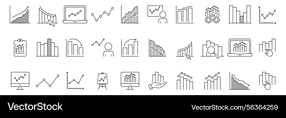 Business analytics and data visualization line vector image