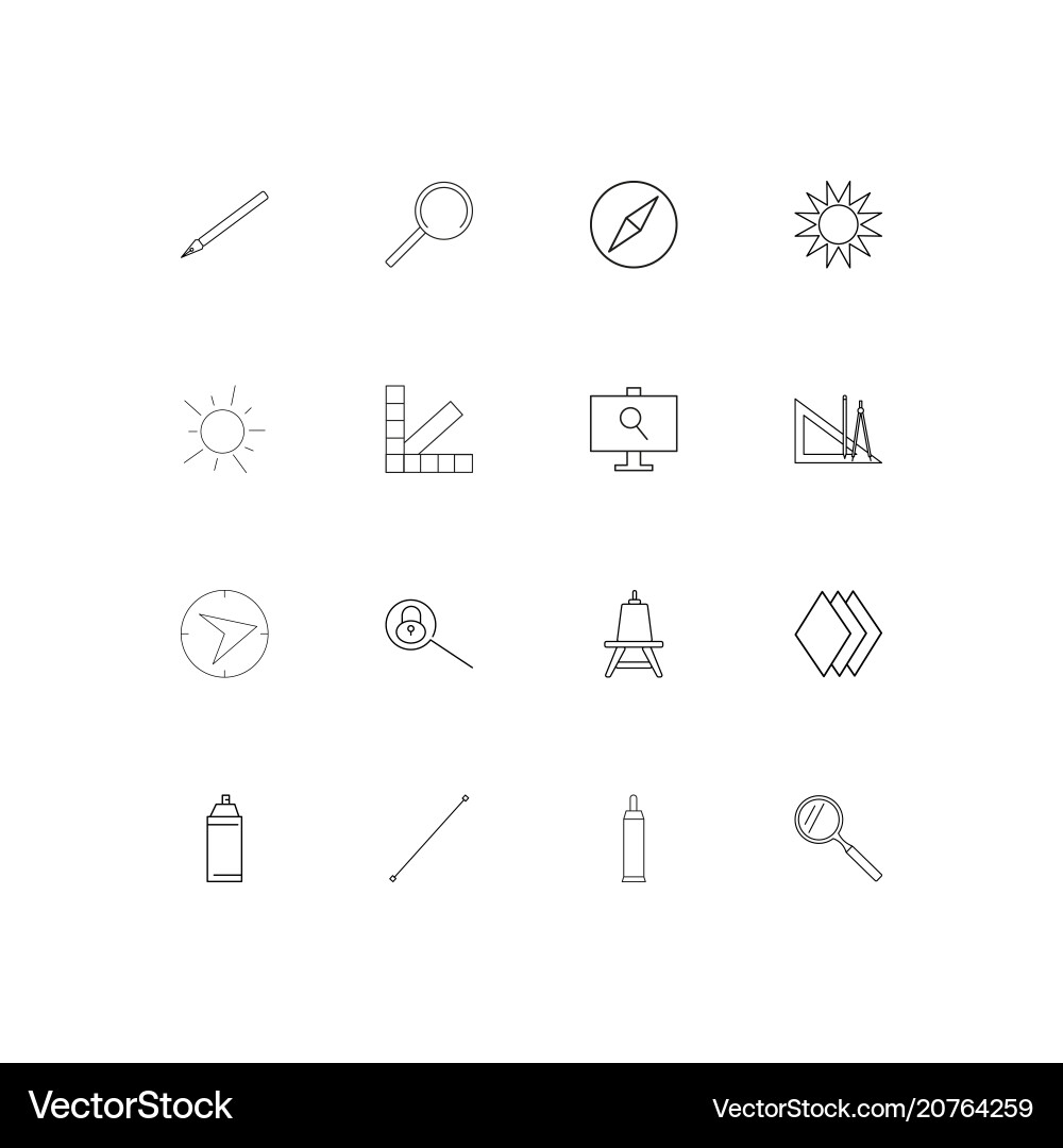 Creative process and design linear thin icons set vector image