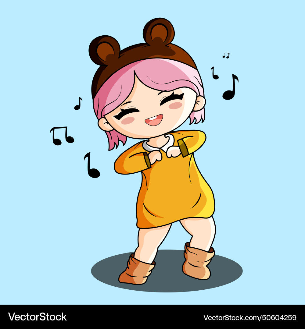 Cute dancing girl wearing yellow clothes Vector Image