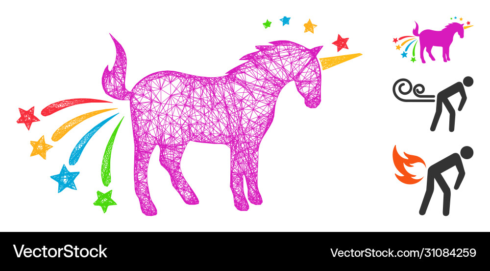 Farting unicorn polygonal web mesh Vector Image
