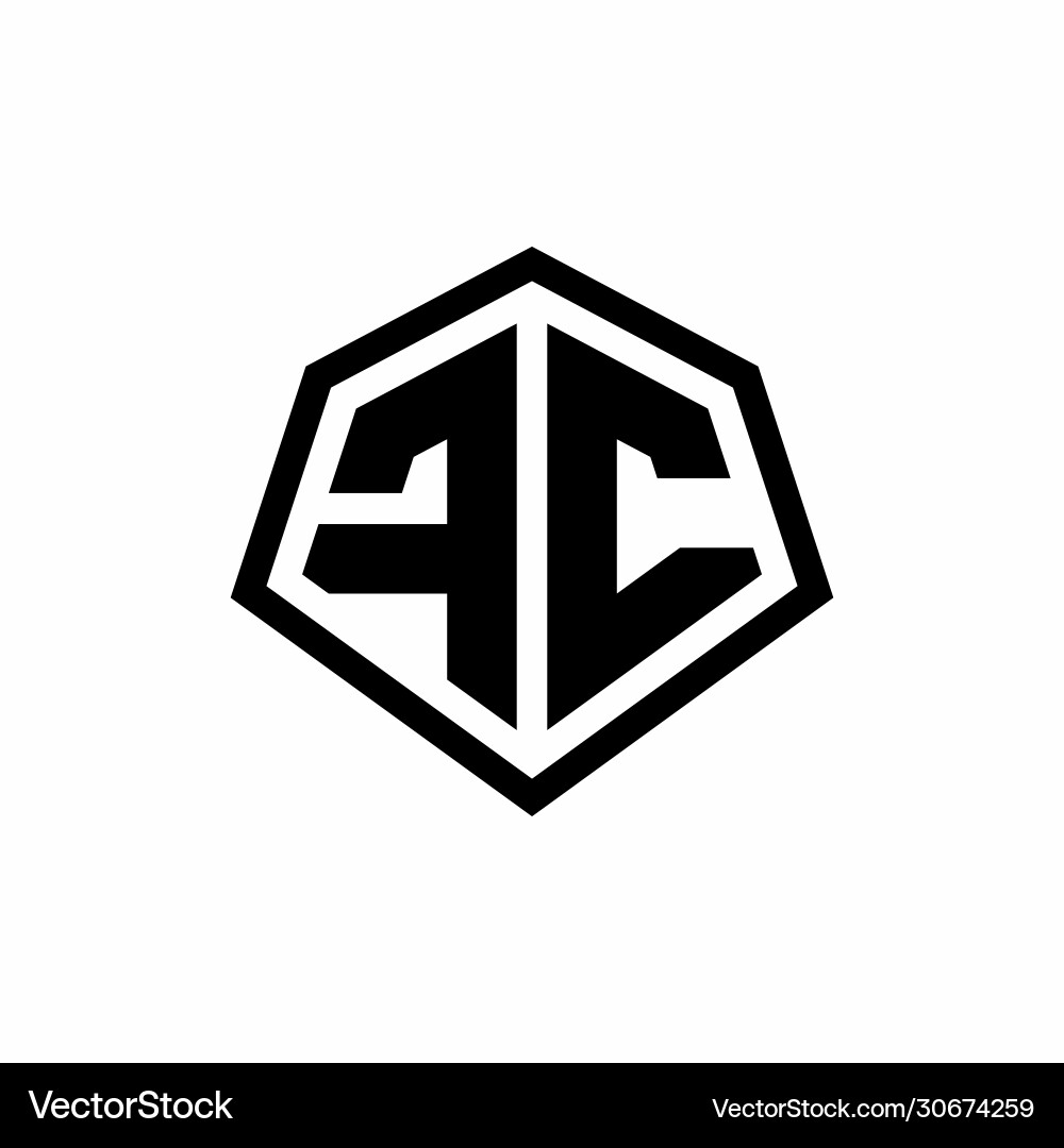 Fc monogram logo with hexagon shape and line Vector Image