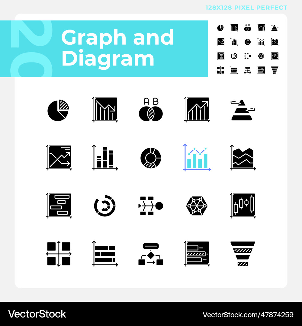 Graph and diagram black glyph icons set on white – Royalty-Free Vector ...