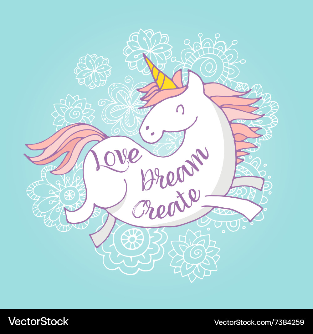 Magical Unicorn Rainbow Poster Vector Image