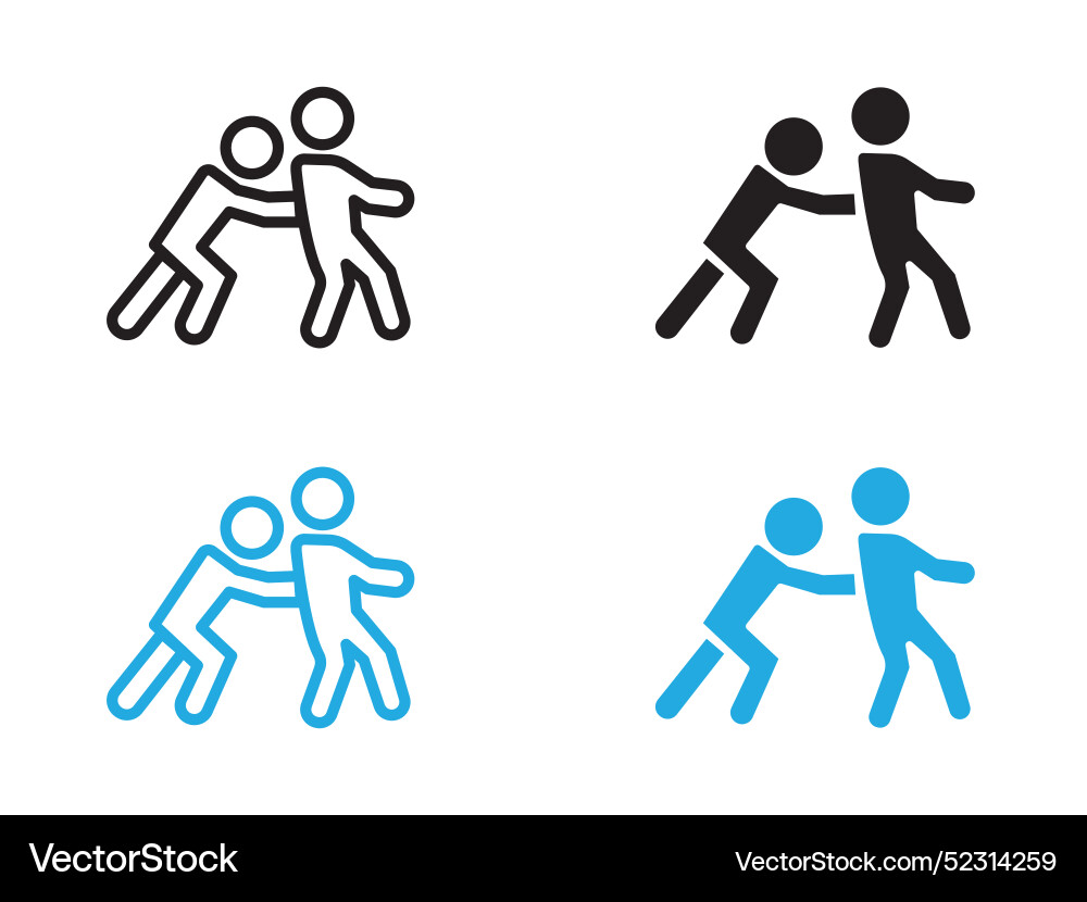 Man pushing another person icon black and white Vector Image