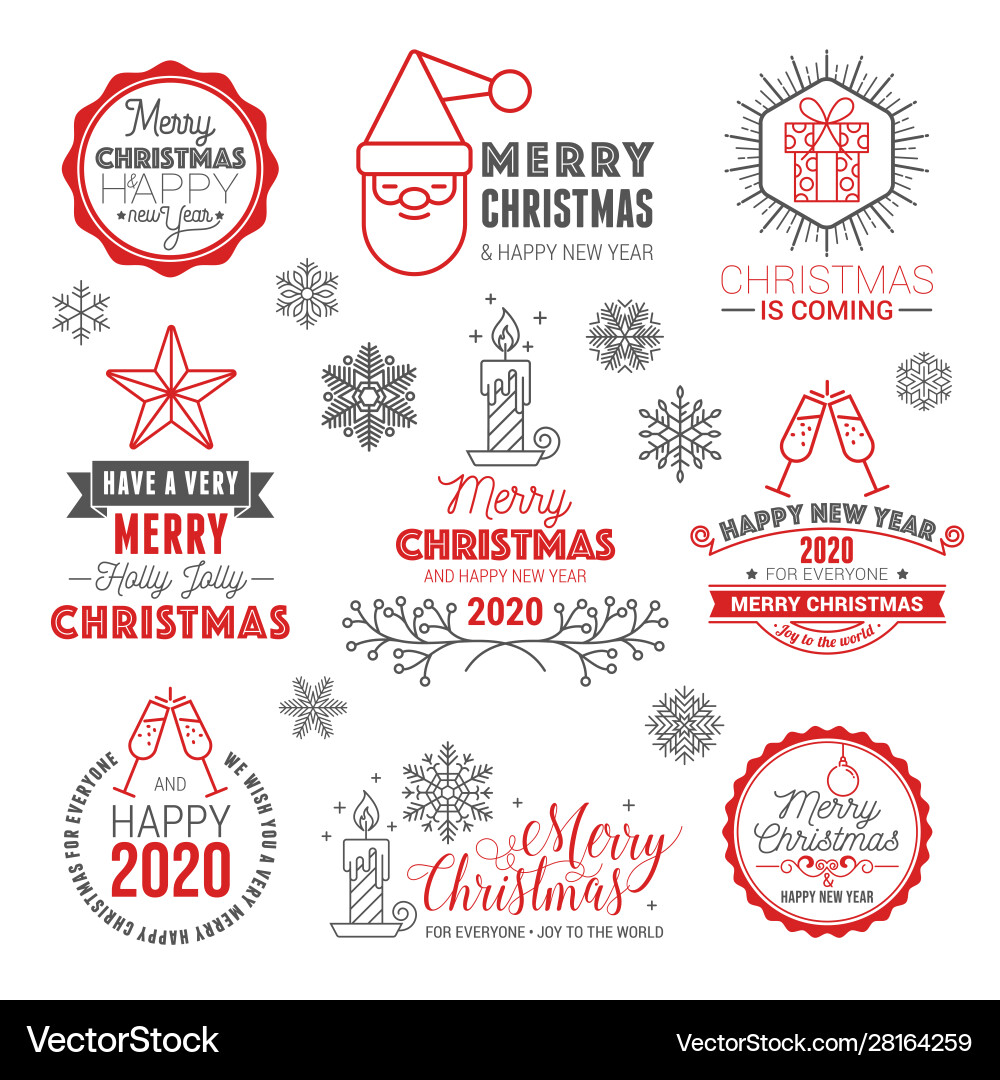 Merry Christmas & New Year Celebration Set Vector Image