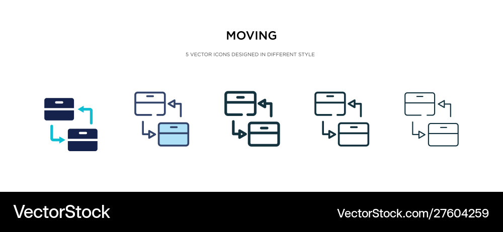 Moving icon in different style two colored Moving icon in different style two colored Vector Image