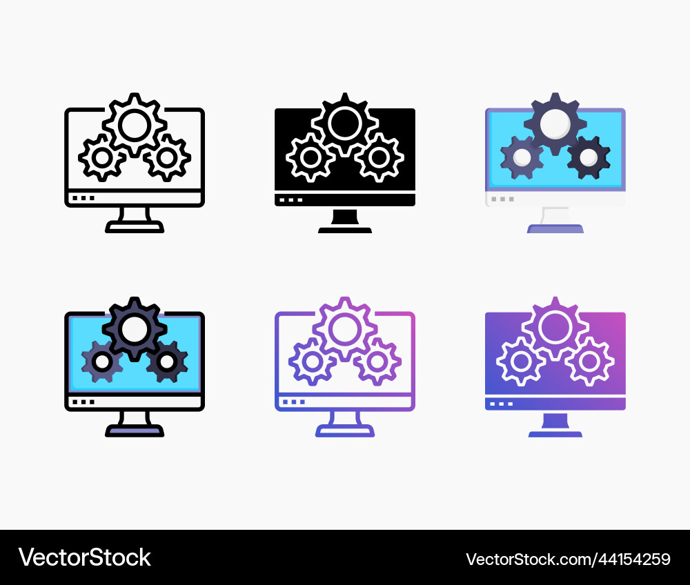 Setting icon set with different styles Setting icon set with different styles vector image