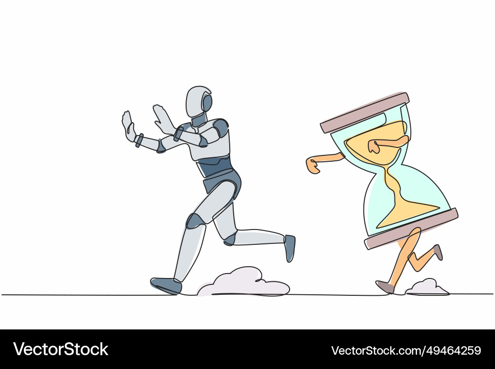 Single continuous line drawing stressed robot Single continuous line drawing stressed robot vector image