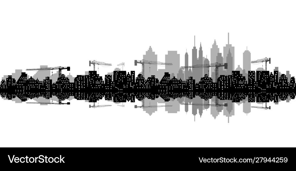 Stadt im Bau mit Kränen und Stadt im Bau mit Kränen und vektorbild