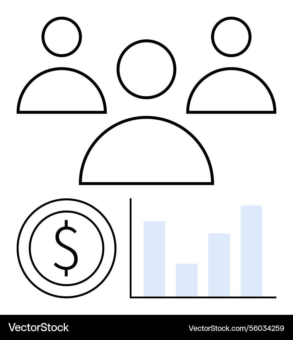 Team collaboration and financial growth analysis Team collaboration and financial growth analysis vector image