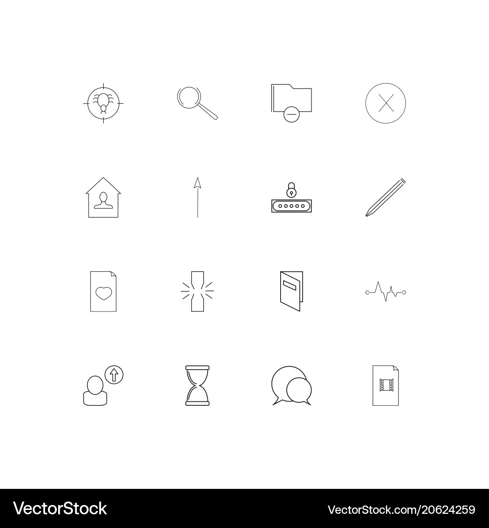 Web and text simple linear icons set outlined Vector Image