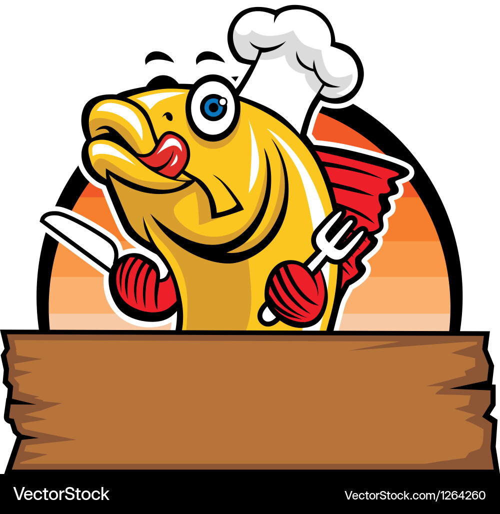 Cartoon of fish chef Royalty Free Vector Image