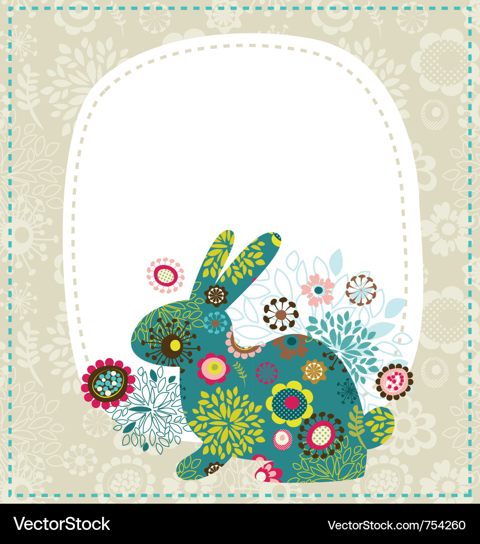 Cheerful Easter Card with Bunny Vector Image