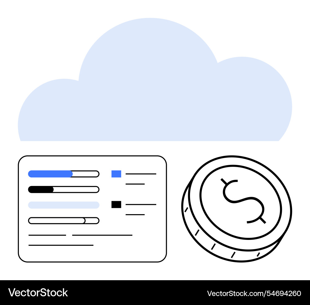 Cloud computing concept with financial analytics Cloud computing concept with financial analytics Vector Image