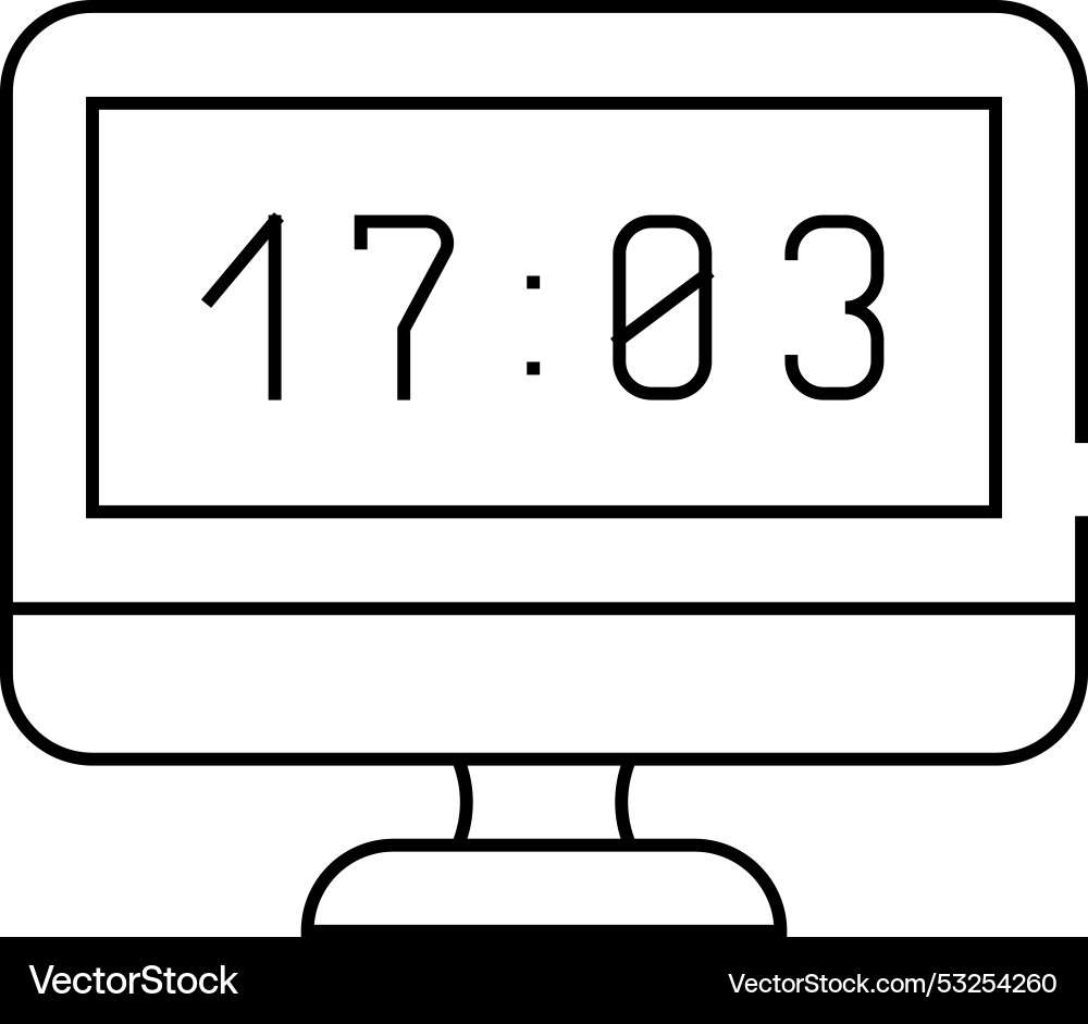 Computer clock line icon Vector Image