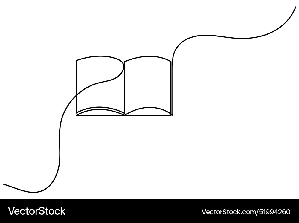 Continuous one line drawing of open book isolated Continuous one line drawing of open book isolated Vector Image