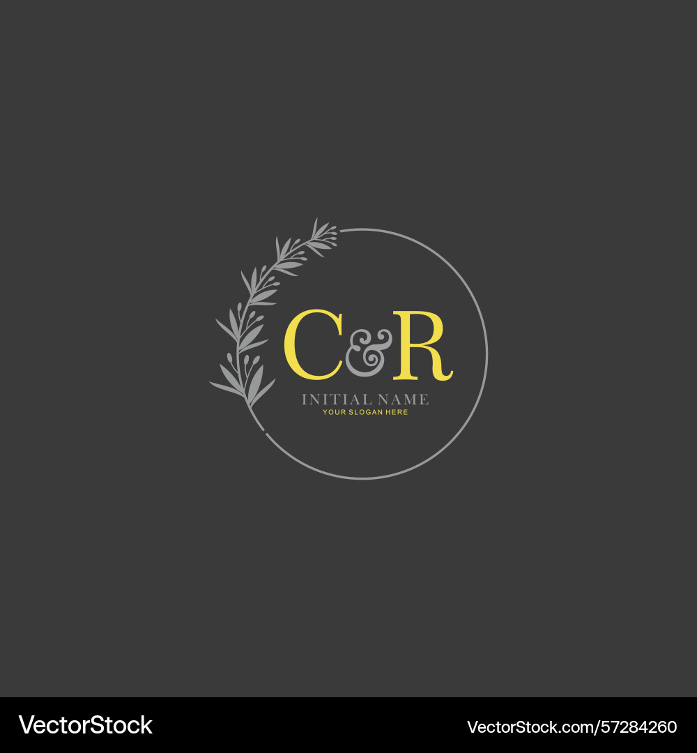 Cr initial logo templates with botanical elements Cr initial logo templates with botanical elements vector image