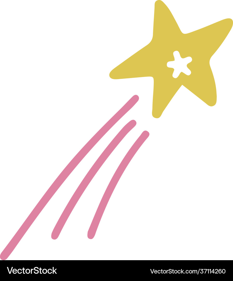Cute star with tail isolated funny cartoon comet Cute star with tail isolated funny cartoon comet vector image